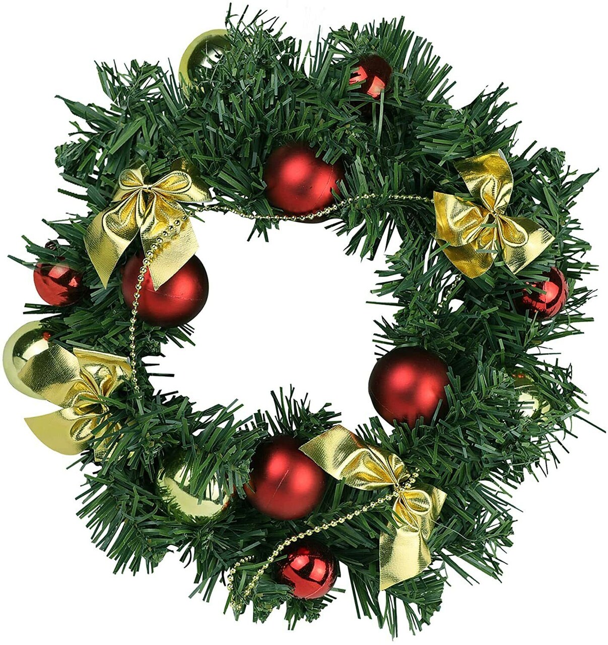Christmas Wreath with Golden Bows for Indoor Outdoor Holiday Decoration